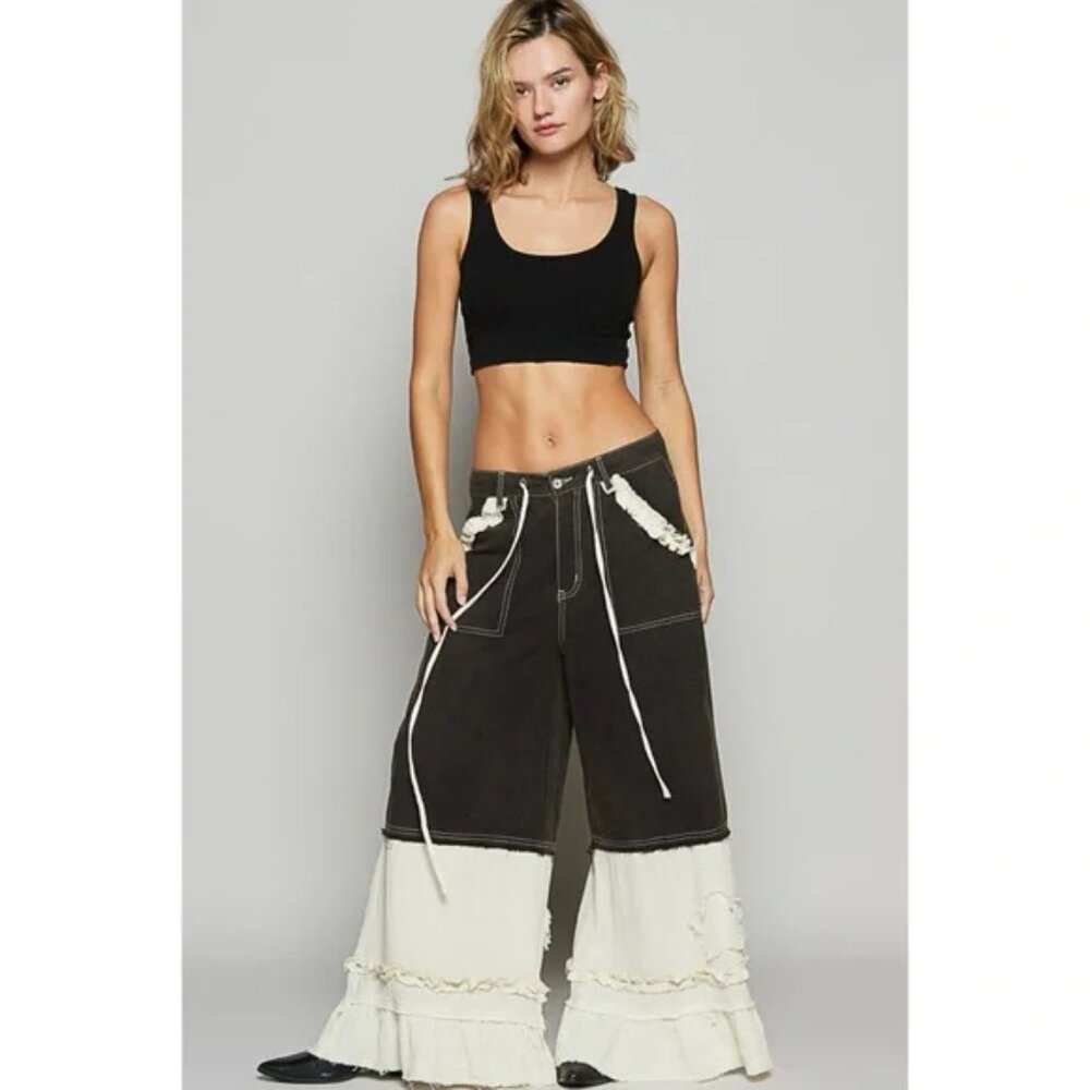 POL Vintage Washed Double Gauze Wide Pants NEW Size Small
